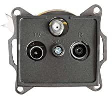 Prise SAT-TV-R encastrée - 3 sorties - Graphite - ABS - 64x69mm