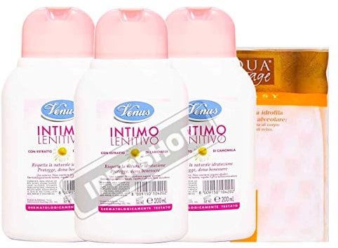 SET VENUS 3PZ DETERGENTE INTIMO LENITIVO CAMOMILLA 200ML+ GUANTO SPUGNA