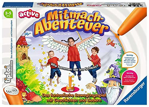 Ravensburger tiptoi Active Spiel 00076, Mitmach-Abenteuer, Bewegungsspiel ab 3 Jahren, mit Geschichten, schönen Liedern und lustigen Reimen