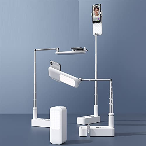 Pohove Barra allungabile per selfie, supporto pieghevole con luce LED, rotazione a 360°, supporto ricaricabile, con porta-telefono, multifunzione, con telecomando, per registrazione video