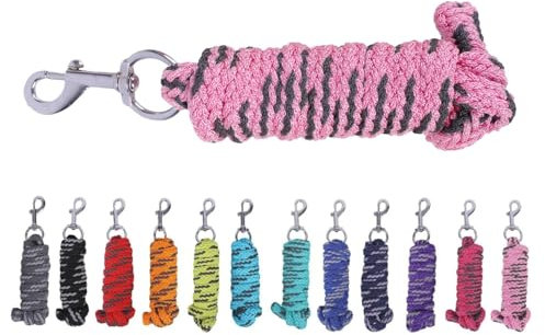 NETPROSHOP Anbindestrick Pferde Führstrick mit Karabinerhaken 2 Meter, Farbe:Rosa
