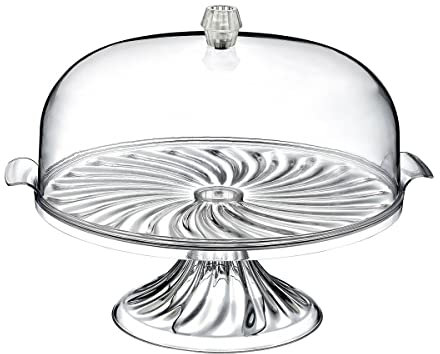 HTUK Caja grande de cristal para tartas con tapa y soporte, contenedor de plástico transparente sin BPA