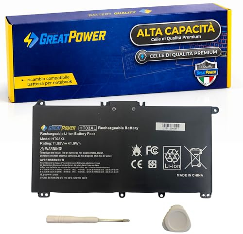INFOELETTRONICA Batteria Compatibile HT03XL 3600 mAh per HP 15s-fq 15s-eq 14s-fq 14s-dq 14-cm