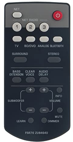 Nuevo FSR76 ZU84640 Mando a Distancia de Repuesto - VINABTY FSR76 ZU84640 Soundbar Reemplace Control Remoto para Yamaha FSR76 ZU84640 Sound Bar Remote Controller