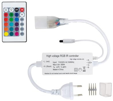 LEDKIA LIGHTING Controller Striscia LED Neon 11 W/m RGB 220V AC 60 LED/m Semicircolare 180º IP67 Taglio 100cm Bianco