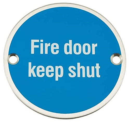 frisco (u.k.) AEC8002 sales limited Door Keep Shut Sign, Stainless Steel, Safety Sign with fixings ,Silver,76mm