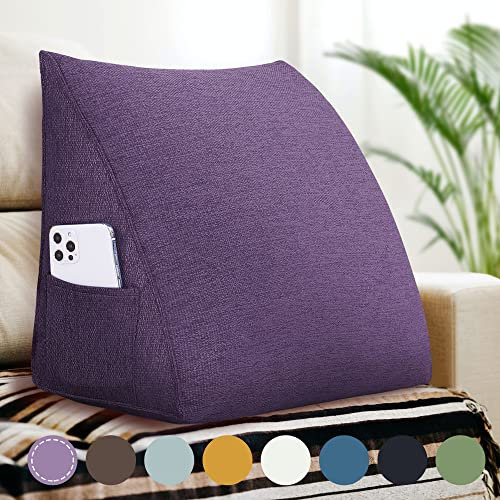 Rucener Grandi Cuscini Triangolari Cuscino Letto Schiena Schienale Testata Letto Divano Cuscino Lettura Il Perfetto Lettura Regalo per la festa del papà 45 CM Viola