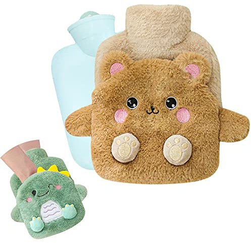 Wärmflasche Kinder,Bär Wärmflasche mit Handwärmerbezug,Wärmflasche mit Bezug Flauschig,Abnehmbare und Waschbare Wärmflasche,Premium Wärmflasche,Geprüft und Frei Von Schadstoffen