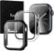TOCOL 2 Stück Hülle für Apple Watch Series 9 8 7 45mm Case mit Schutzfolie, iWatch Series 9 Series 8 Series 7 45mm Case, HD Bläschenfrei Kratzfestes Case für iWatch 9/8/7 45mm - Schwarz/Transparent