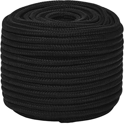 vidaXL Arbeitsseil Geflochten Schnur Seil Tauwerk Flechtleine Flechtseil Flechtschnur Mehrzweckseil Allzweckseil Schwarz 12mm 250m Polyester