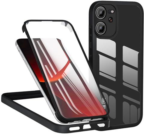 TVVTPU Coque pour Xiaomi 13T / 13T Pro 5G, Antichoc Housse avec Protecteur D'écran Intégré, Étui de Téléphone 360 Protection Complet Double Face Transparent Bumper Intégrale Case - Noir