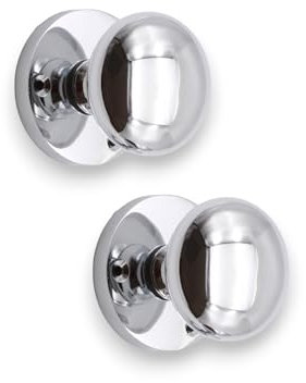 Infinity Decor Victorian Solid Brass Round Mortice Door Knobs Sprung Pull Handles Set 50mm - for Interior Doors (Polished Chrome)