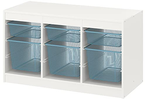 IKEA TROFAST Aufbewahrungskombination mit Boxen, 99x44x56 cm, weiß/grau-blau