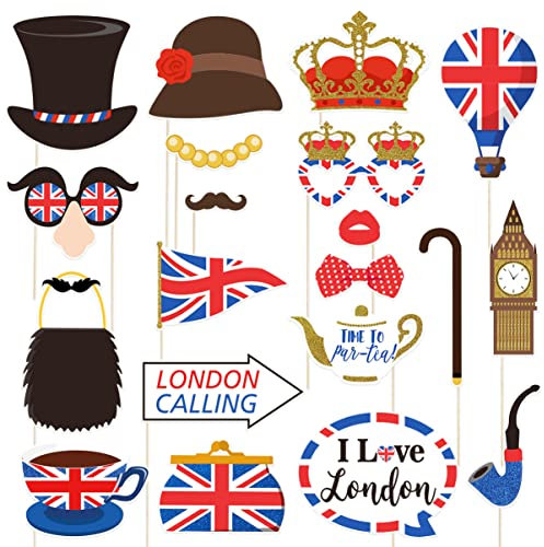 ifundom 20stücke Fotoautomaten-Requisiten Union Jack Flagge Requisiten Für DIY-fotorequisiten Britische Party Dekoration Union Jack Party-fotorequisiten