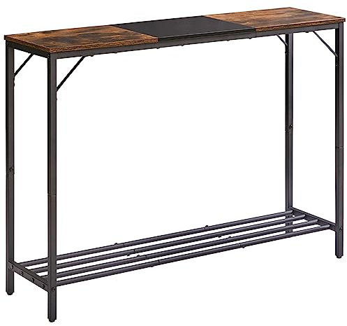 YMYNY Console Table, Industrial Entryway Table, Narrow Sofa Table with Shelves, Entrance Table for Hallway, Compact Display Table for Living Room, Corridor, Office, Rustic Brown and Black HST006HB