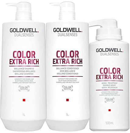 Goldwell Dualsenses Color Extra Rich Brilliance Shampoo 1000ml Conditioner 1000ml 60Sec Treatment 50