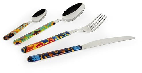 Excelsa New Delhi Set 24 Posate, Acciaio INOX, Manico in Plastica