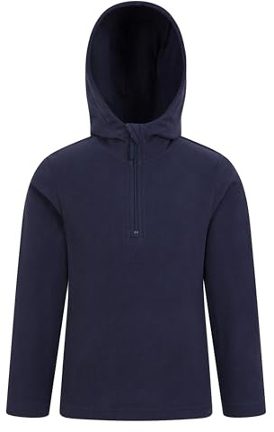 Mountain Warehouse Camber Kids Microfleece Hoodie - Breathable, Lightweight, Anti-Pill & Quick Dry Pullover for Boys & Girls - For Spring Summer & Walking Blue Kids Size 7-8 Years