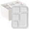 CHEF ROYALE 5 x Disposable Bagasse Sugarcane Plates, 5CP Large White Bagasse Plates for Everyday Use, 5 Compartment Food Tray Eco-Friendly, Biodegradable and Compostable, Ideal for Picnics (5, White)