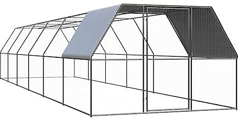 FENLAX Hühnerkäfig aus Verzinkter Stahl, PE 300x1200x200 cm Silber und Silbergrau Voliere Hühner Hühnerfreilaufgehege Hühnergehege Außen Geflügelställe & Geflügelkäfige Voliere Kleintierstall