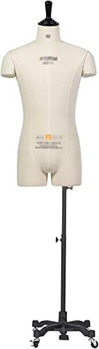 Männliche Schaufensterpuppe, Schaufensterpuppe mit festem Oberkörper, Schaufensterpuppe mit verstellbarem Ständer und Rädern für Kleidungsschnitt-Design (Farbe: Natur, Größe: X-Groß) (Natur XL)