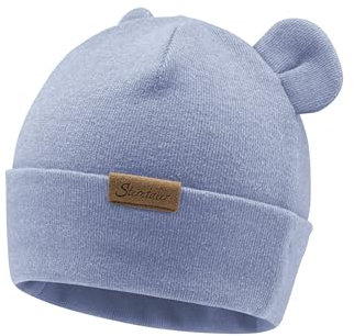 Sterntaler Beanie mit Umschlag und dekorativen, angesetzten Ohren - Unisex Baby und Kinder Mütze aus feiner Strickware - Übergangsmütze - samtblau, 51