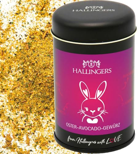 Hallingers Oster Avocado Gewürz - Ostergeschenke für Osterkörbchen zu Ostern, Gewürz-Mischung für Pesto Bruschetta Guacamole & Ei (Dose) - Geschenk im Sommer & als perfektes Grillgeschenk | Glückwunsc