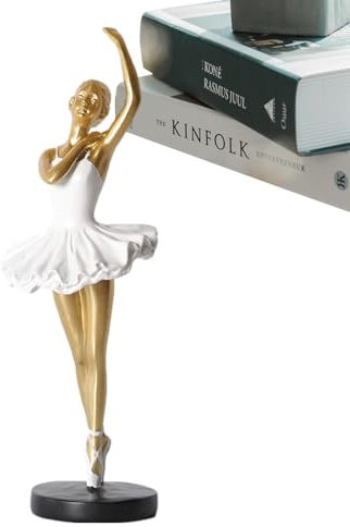 Shurzzesj Balletttänzerin, moderne Ballerina-Figuren aus Harz, kreative Kunst-Ornamente, Ballerina-Statue, Balletttänzerin kleines Mädchen, NoFade Heimdekoration, elegant für Bücherregal, Zimmer,