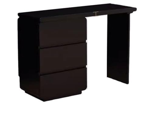 HASMI Schminktische Make-up-Tisch, Massivholz-Kommode, einfache, Moderne, mehrstufige Schließfächer, integrierte bewegliche Eckkommode Kosmetiktisch (Color : Schwarz, Size : 110cm)