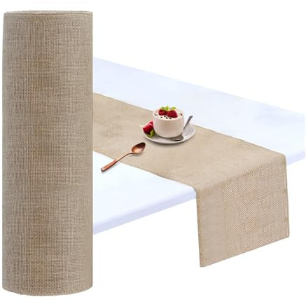 Shatex Jute-Tischläufer, 91,4 cm x 20 m, hochdichte Jute-Rolle für rustikale Hochzeiten, Outdoor-Tische, Partys im Bauernhaus-Stil, Heimdekoration