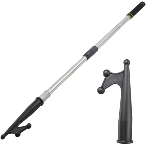 Telescoping Boat Hook Pole for Docking, 2.46-4.8ft Boat Hook long handle heavy duty made of stainless reinforced tube non-slip sturdy rustproof easy to carry design essential boat accessories.(4.8ft)