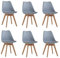 DEYARNA HOME 6er Set Moderne Esszimmerstühle, Skandinavische Stühle mit Beinen aus Massivem Buchenholz, Gepolsterte Stühle (Leinen) für Küche, Esszimmer & Wohnzimmer (Grau)