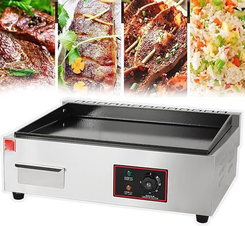 WhAeoy Piastra Elettrica Professionale (1500/3000 W), Controllo della Temperatura: 50-300 ℃+Riscaldamento Uniforme, Corpo in Acciaio Inossidabile+vaschetta Grande per L'olio,3000W