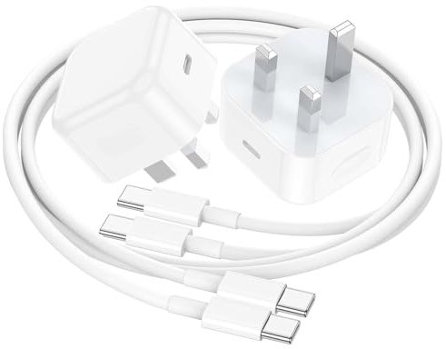 2Pack USB C Charger for iPhone 16 17 15 Pro Max,[Apple MFi Certified]20W Fast Charger Plug with USB C to Type C Cable 1M/1M for iPhone 17 Air/16 15 Plus/17 16 15 Pro/iPad Pro/ Air,UK Wall Power Adapte