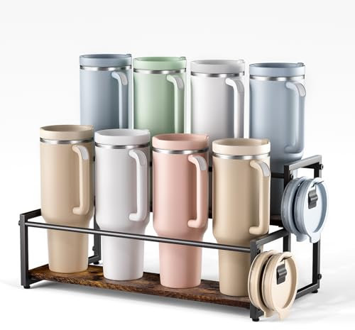 Organizador de botellas de agua para organizar vasos grandes de Stanley y otros, organizadores de cocina de despensa y almacenamiento para accesorios de tazas, organizador de vasos y tapas de tazas