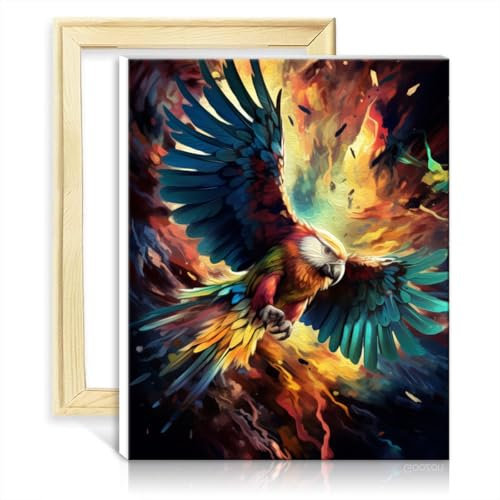 TANGFEIY Peinture par numéro perroquet peintures enfants avec pinceaux acrylique pigment peinture numérique peinture numéro peinture anti-stress jouets avec cadre (40x50cm)