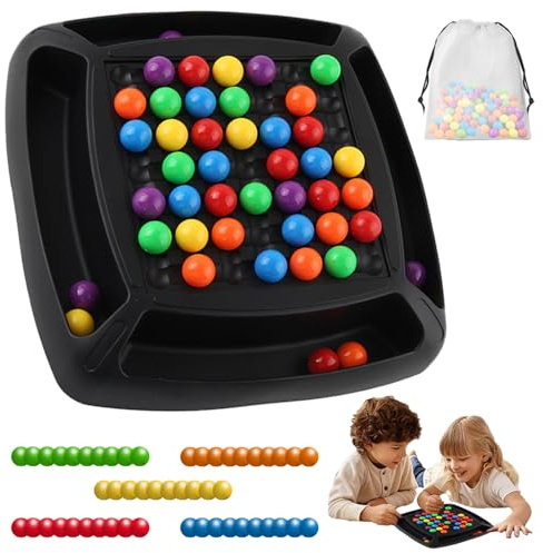 Regenbogen Puzzle Schach, 48 Stück Regenbogenball Schachbrett Strategiespiele, Intellektuelles Schachbrett–Duales Duell, Regenbogenball Eliminierungs Chess Board Game, Für Kinder Und Erwachsene