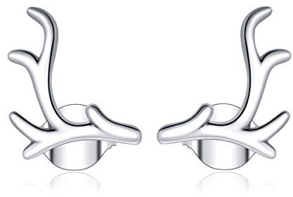 Einfache Geweih-Ohrstecker aus 925er-Sterlingsilber für Damen, Silber, edler Schmuck, Bijoux-Ohrring