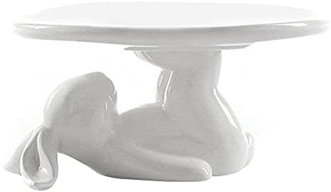 Mauedest Assiette en céramique motif lapin, plat pour dessert, support à gâteau, cadeau pour les amateurs d'ustensiles de cuisine