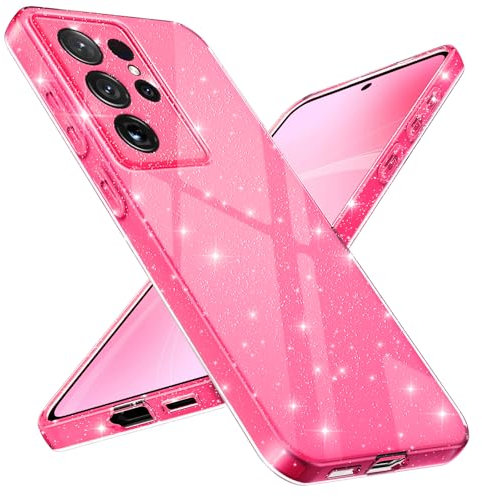 Paitech Glitter Cover per Samsung Galaxy S24 Ultra con Protezione Fotocamera, Custodia Glitter Silicone Morbido TPU Protezione Case, Sottile Antimpronta Cover per Samsung S24 Ultra, Rosa