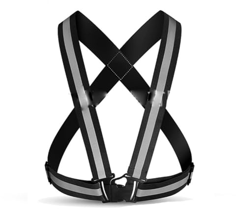 Pmnzdy Reflective Vest für Erwachsene Kinder Reflektorweste Hohe Sichtbarkeit Einstellbar Sicherheitsweste Reflektierende Warnweste Joggen Fahrrad Laufen Wandern Motorrad Tag und Nacht A-Schwarz