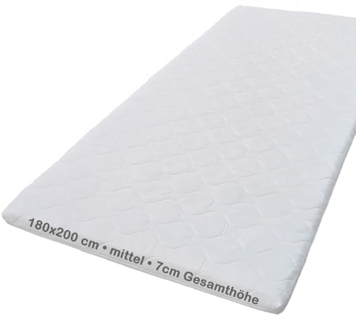 Crownmiller Basic XXL Topper 180x200 cm mittel 7cm hoch 7-Zonen Bezug waschbar bis 60 Grad Oeko-TEX® 100
