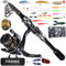 Yaskyly 2.1M Angelrute Set Komplett Carbon Fiber Angelruten Teleskoprute und Spule Combo Kit mit Angelschnur Angelköder Set und Tragetasche, Geschenk Erwachsene für Salzwasser Süßwasse Fishing