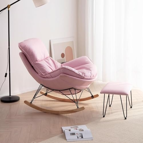 Schaukelstuhl Wohnzimmer Schaukelstuhl Outdoor Patio Schaukelstuhl Mit Fußstütze Wasserabweisender Stoff Für Veranda Garten Terrasse Hinterhof Wohnzimmer Schlafzimmer Balkon, Pink, One Size
