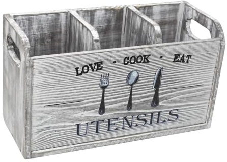 MotiveTech Porta Utensilios de Cocina, Caja para Cubiertos, Porta Herramientas de Cocina Multiusos, Organizador de Utensilios, Contenedor para Cubiertos, Gris, Individual