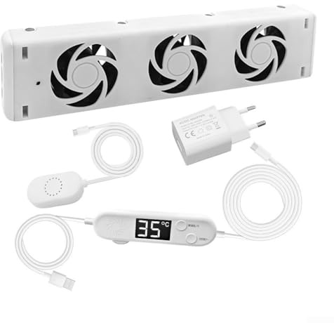 Heizkörper Ventilator Set, Intelligenter Heizkörperverstärker Erhöhen Für Effektive Wärmeverteilung Passend für Verschiedene Heizkörper Set mit Adapter Sensor und Verlängerungskabel(MXRV25-P01)