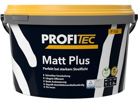 ProfiTec P144 Mattplus Profi Wandfarbe Innenfarbe matt 5 Liter, weiß