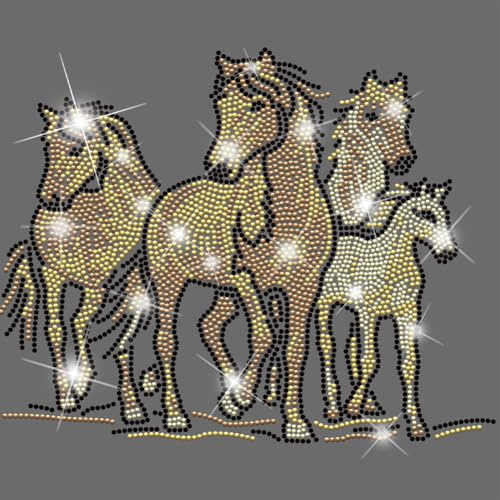 SUPERDANT Braunes Pferd Strass Transfer zum Aufbügeln für Western Jacke DIY | Glänzende Glas Strasssteine,Leicht Aufzubügeln Ohne Nähen,Für Denim Mischgewebe,32×23,8cm,Applikation Für Taschen T-Shirts