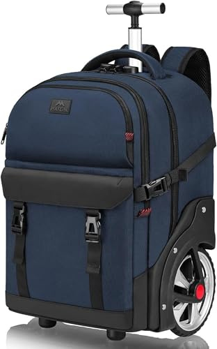 MATEIN Rucksack mit Rollen, Rucksack Trolley, 17,3 Zoll Business Trolley | Trolley Rucksack mit Groß Rädern, Reiserucksack mit Rollen, Wasserdichte für Arbeit Reise