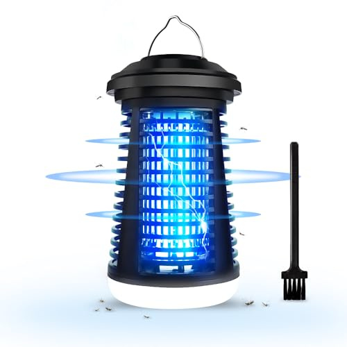 Hefite Insektenvernichter Elektrisch, Leistungsstark 4200V & 15W UV Elektrische Fliegenfalle, Mückenlampe mit Waschbares Tablett und Aufhängekette Geeignet für Schlafzimmer, Wohnzimmer, Esszimmer